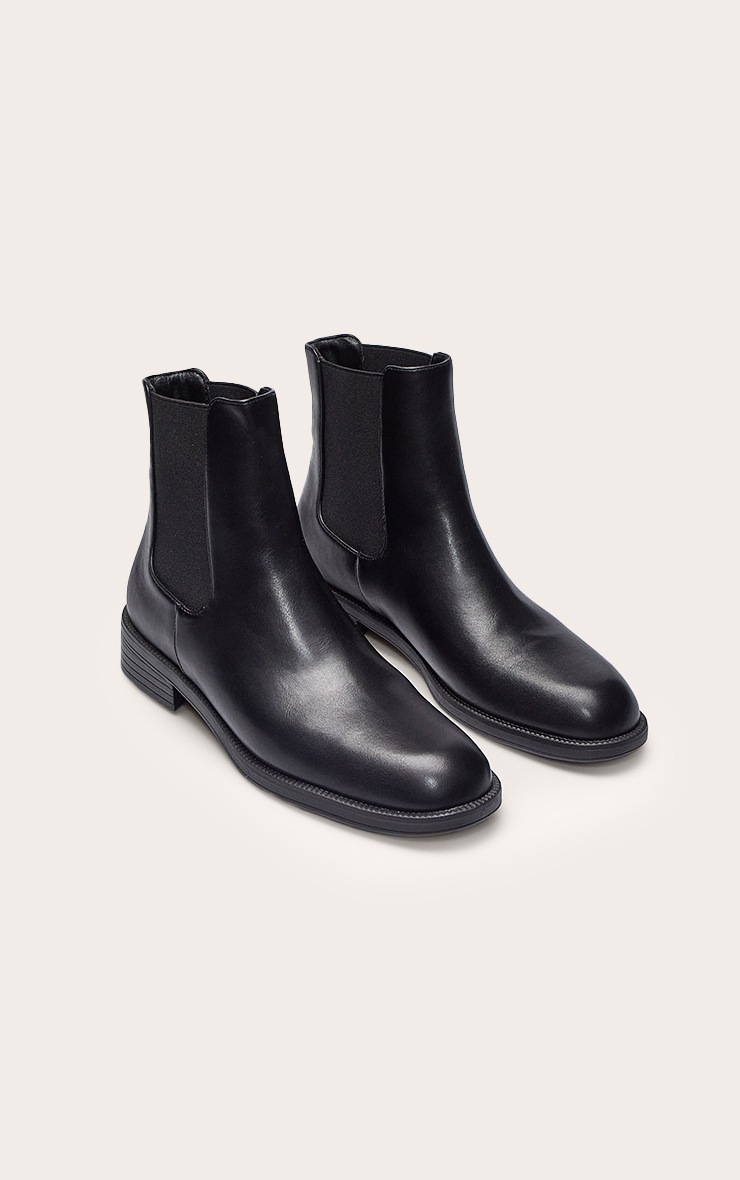 Pretty Little Thing Black Round Toe Basic Chelsea Ankle Boot