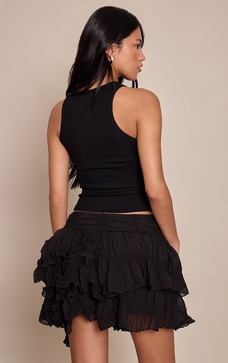 Pretty Little Thing Black Ruched Textured Low Rise Mini Skirt