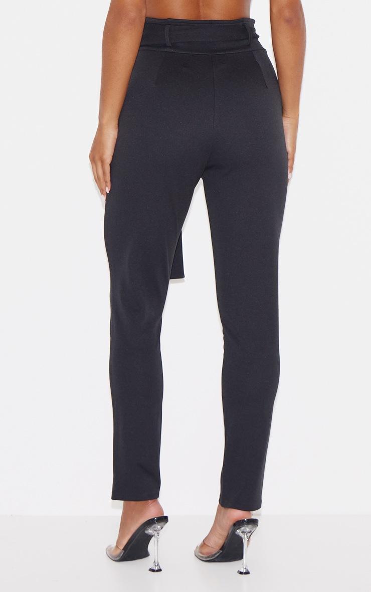 Pretty Little Thing Black Scuba Tie Waist Cigarette Trousers