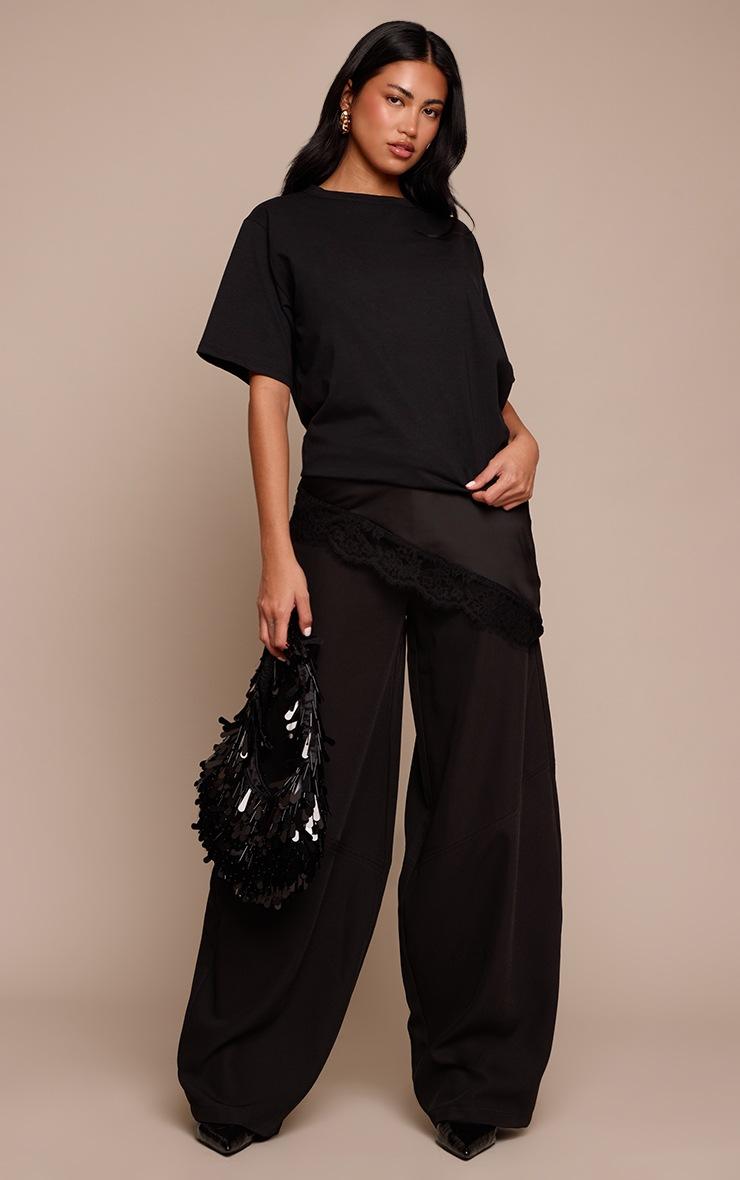 Pretty Little Thing Black Seam Detail Woven Balloon Pants