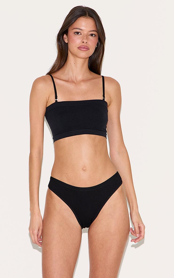 Pretty Little Thing Black Seamless Bandeau Removeable Strap Bra