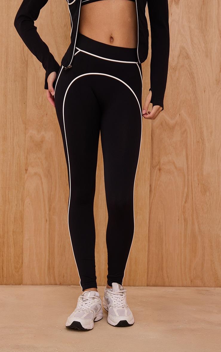 Pretty Little Thing Black Seamless Contrast Detail Leggings