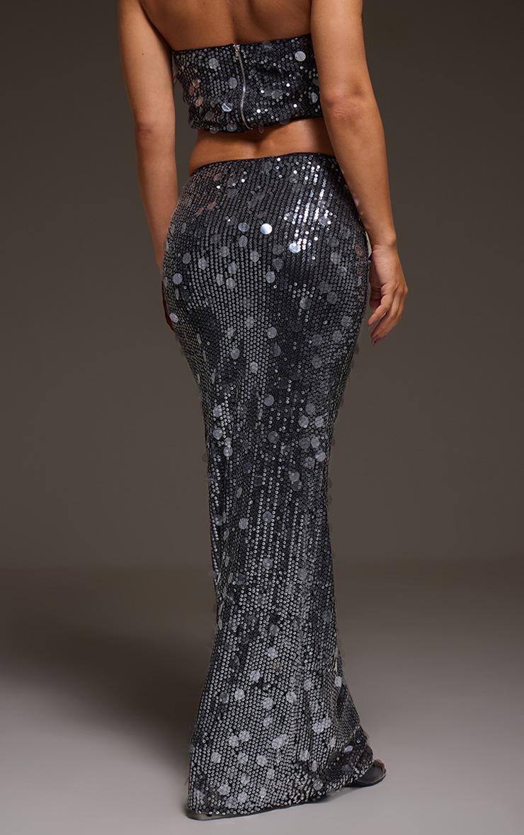 Pretty Little Thing Black Sequin High Waisted Maxi Skirt
