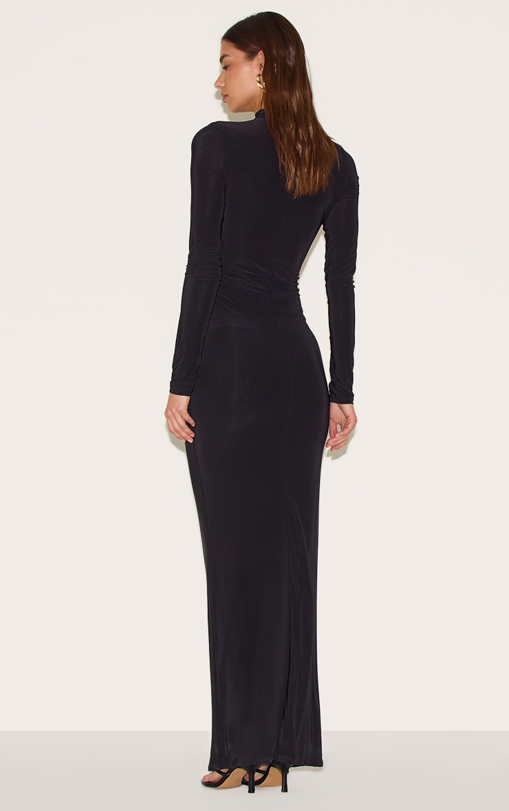 Pretty Little Thing Black Slinky Belt Detail Maxi Dress