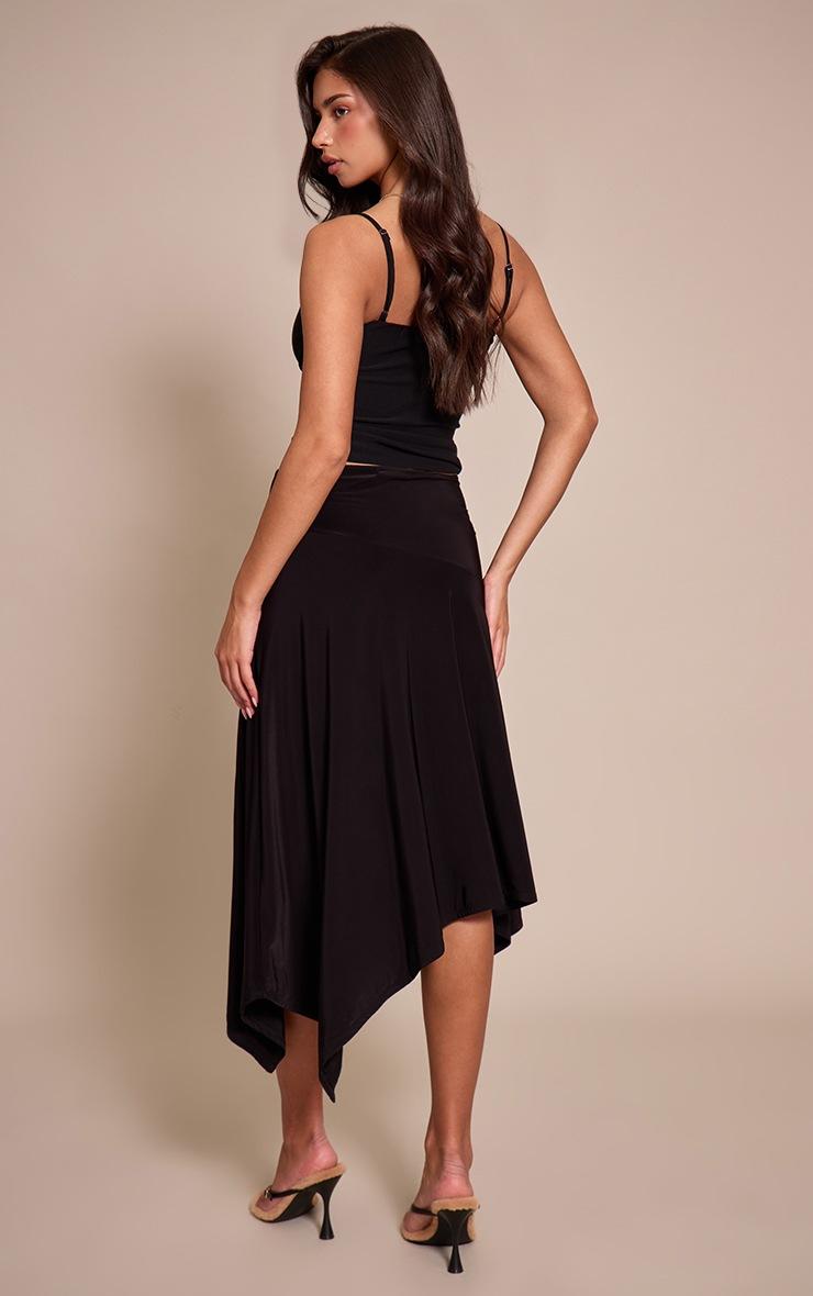 Pretty Little Thing Black Slinky Seam Detail Asymmetric Skirt