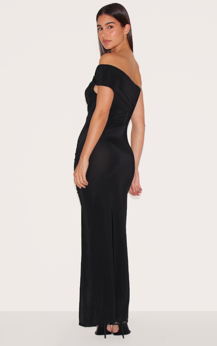 Pretty Little Thing Black Slinky Twist Detail Maxi Dress