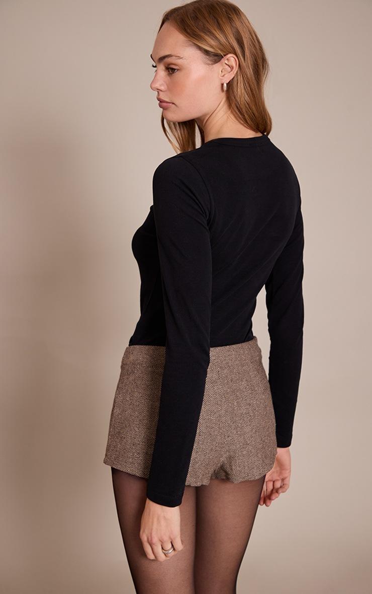 Pretty Little Thing Black Soft Cotton Crew Neck Longline Long Sleeve Top