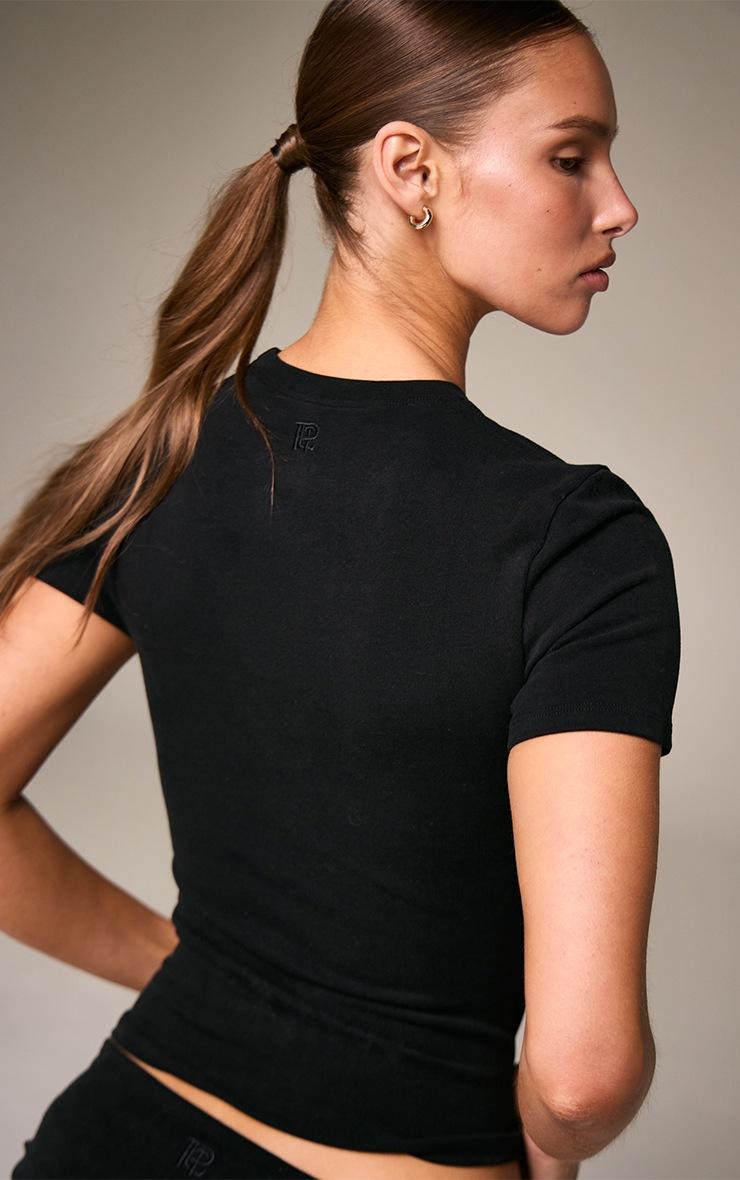 Pretty Little Thing Black Soft Cotton Short Sleeve Top
