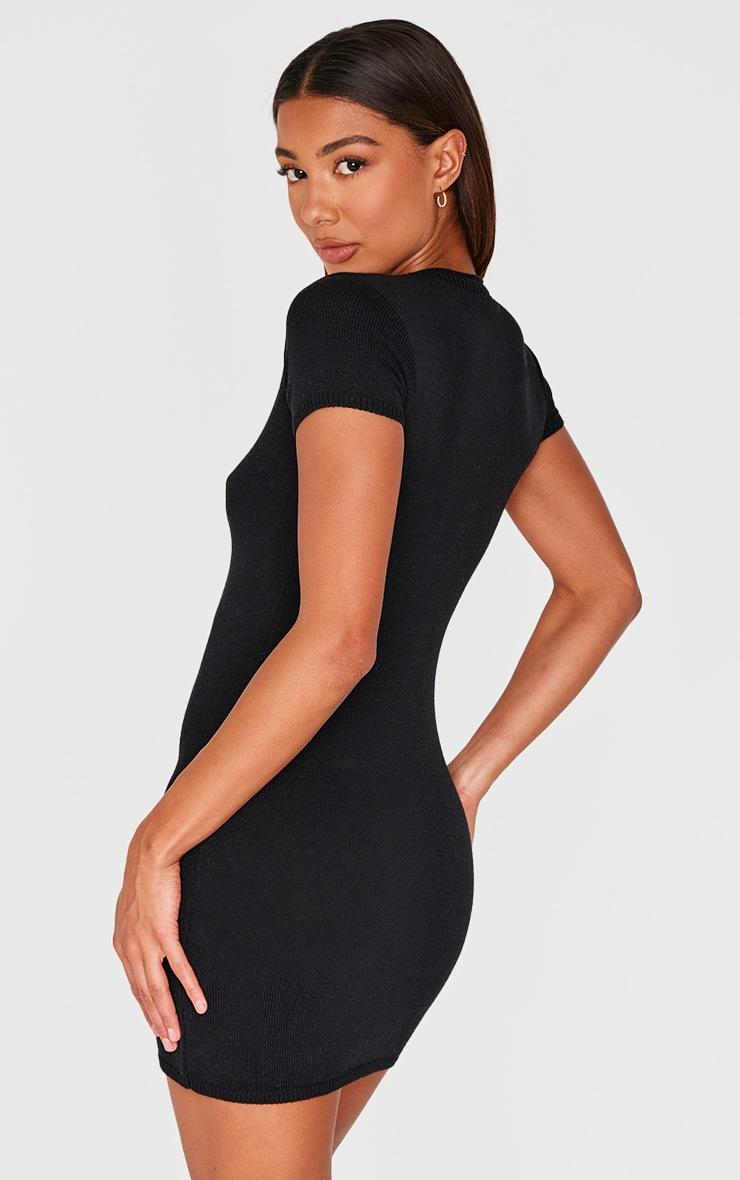 Pretty Little Thing Black Soft Knit Button Through Mini Dress