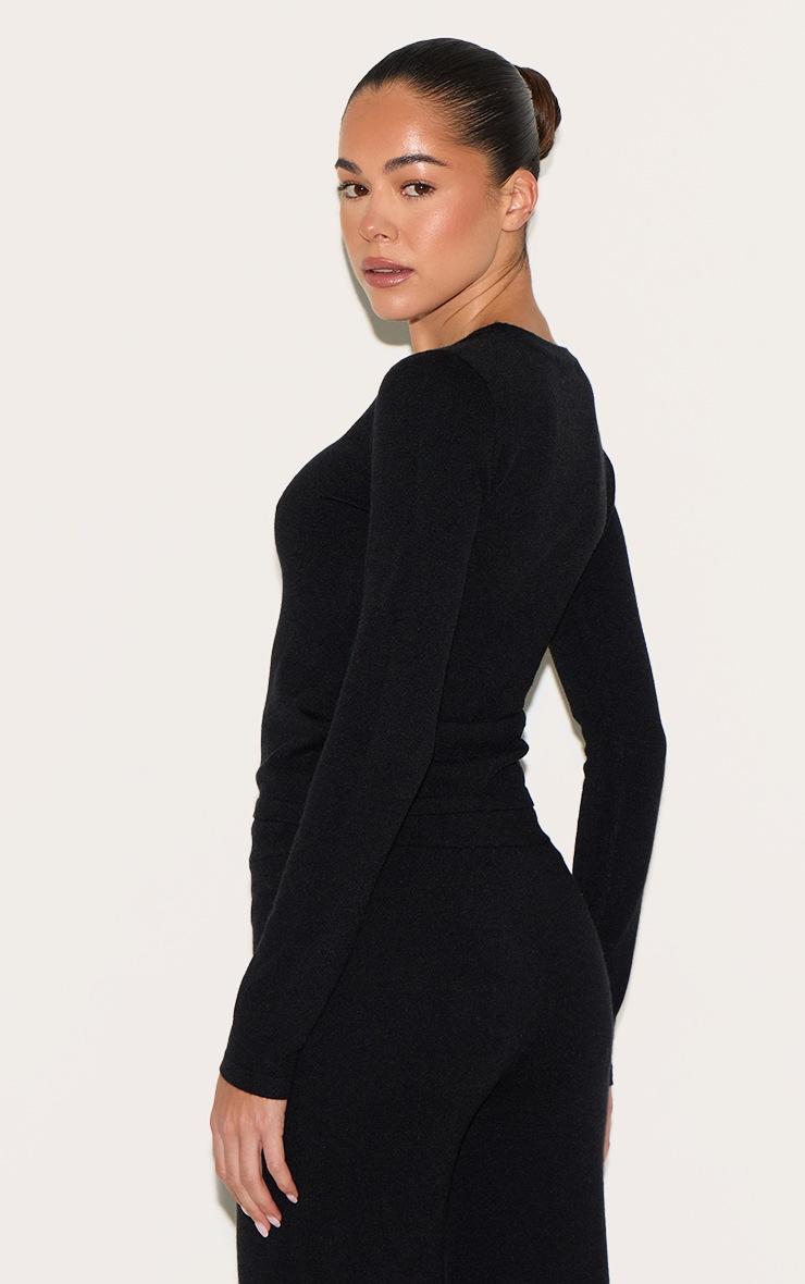 Pretty Little Thing Black Soft Knit Long Sleeve Top