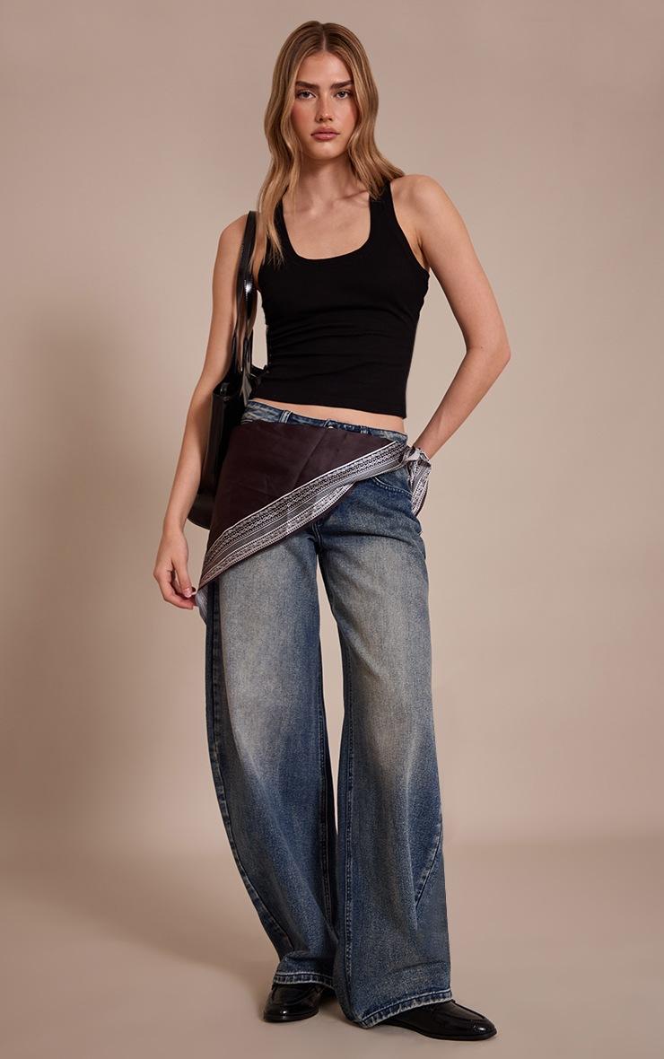 Pretty Little Thing Black Soft Rib Scoop Neck Vest Top