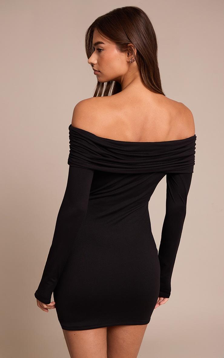 Pretty Little Thing Black Soft Touch Jersey Bardot Bodycon Dress