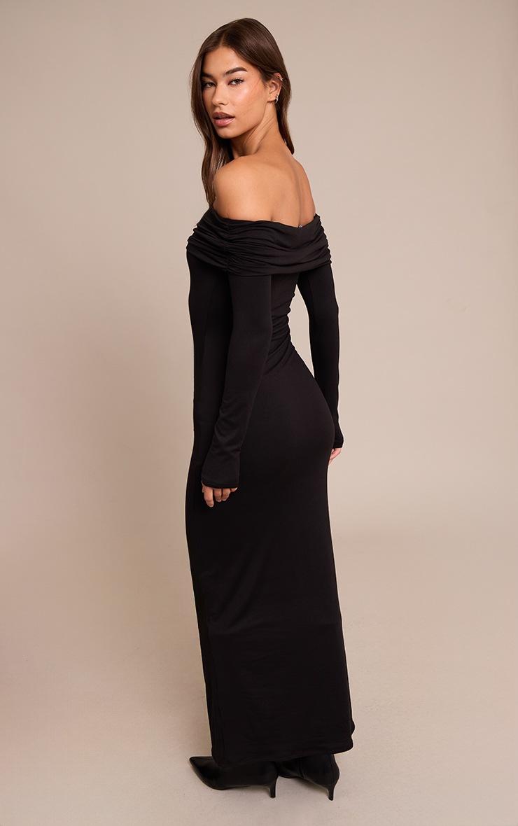 Pretty Little Thing Black Soft Touch Jersey Bardot Maxi Dress