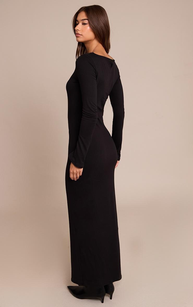 Pretty Little Thing Black Soft Touch Jersey Long Sleeve Maxi Dress