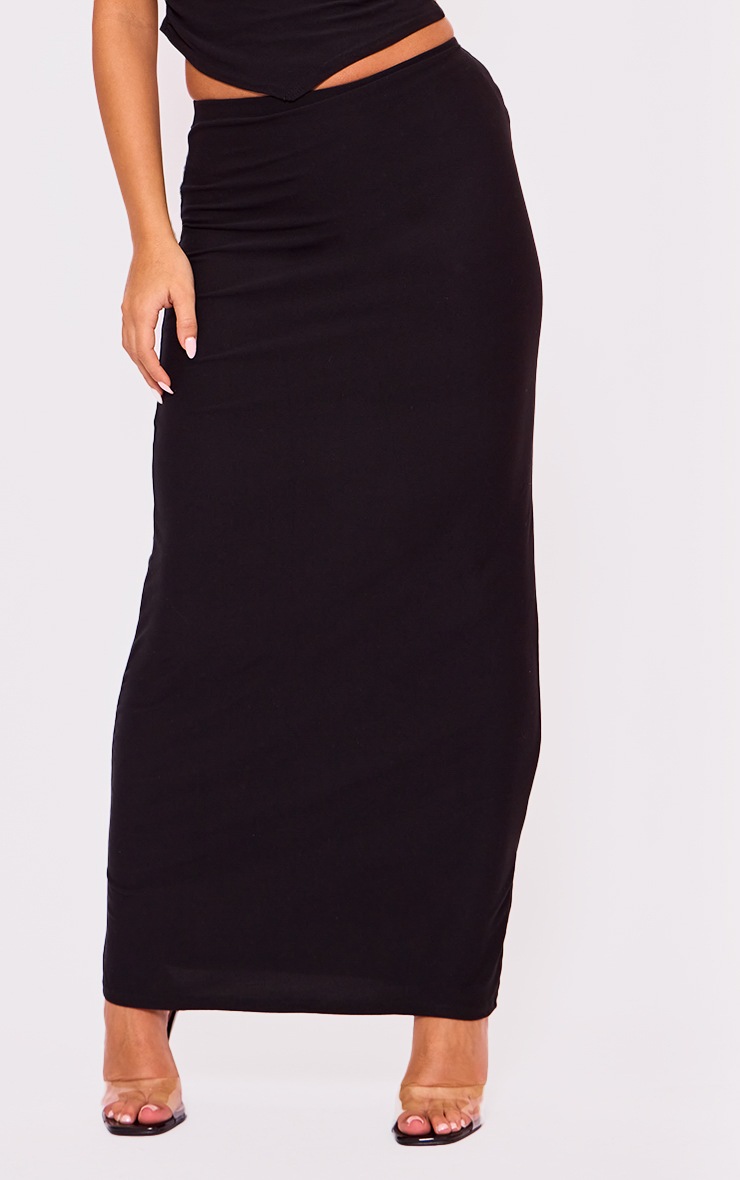 Pretty Little Thing Black Soft Touch Low Rise Maxi Skirt