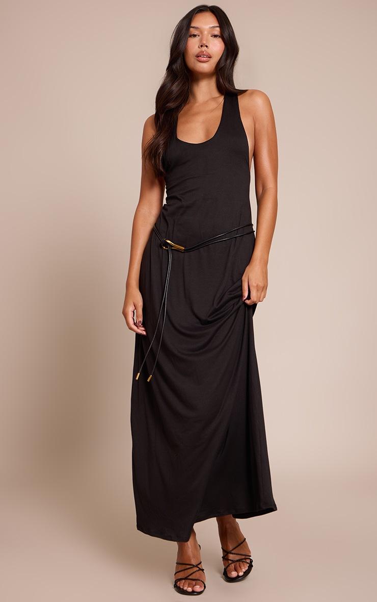 Pretty Little Thing Black Soft Touch Scoop Neck Maxi Dress