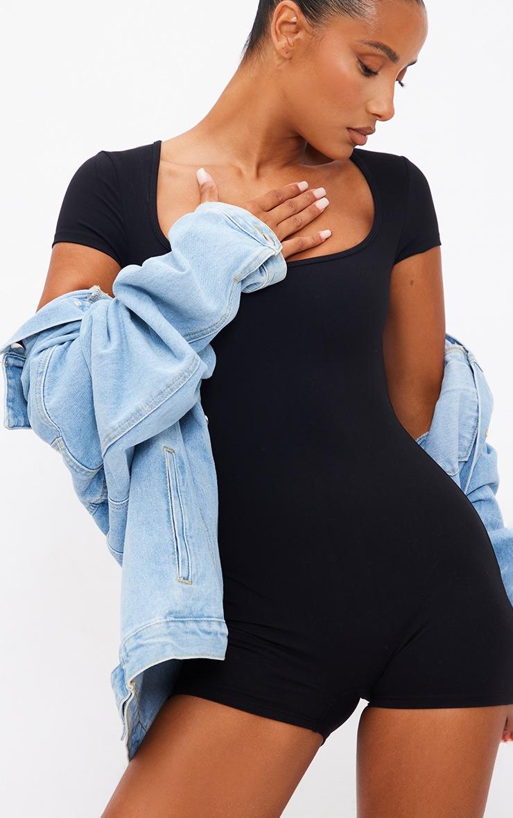 Pretty Little Thing Black Square Neck Snatched Sculpt Unitard