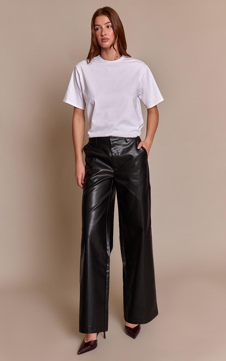 Pretty Little Thing Black Straight Leg Faux Leather Pants