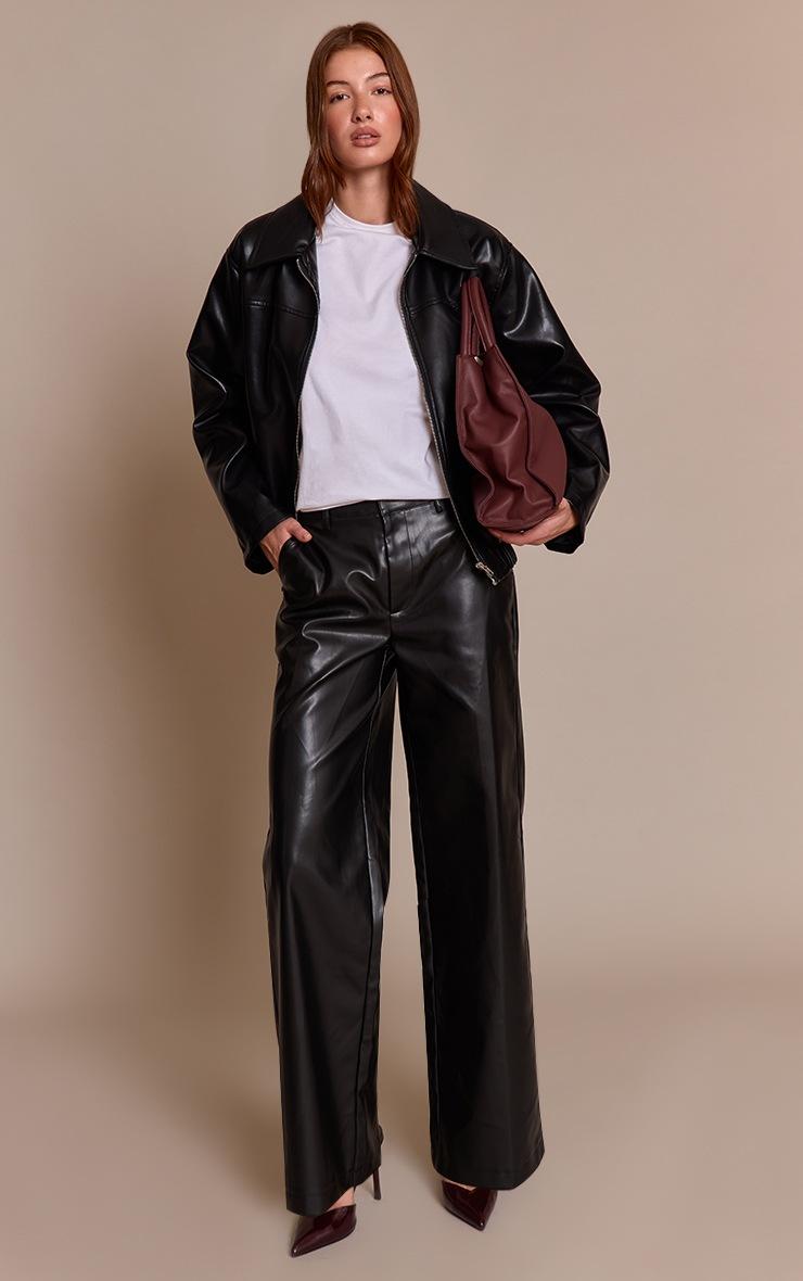 Pretty Little Thing Black Straight Leg Faux Leather Pants