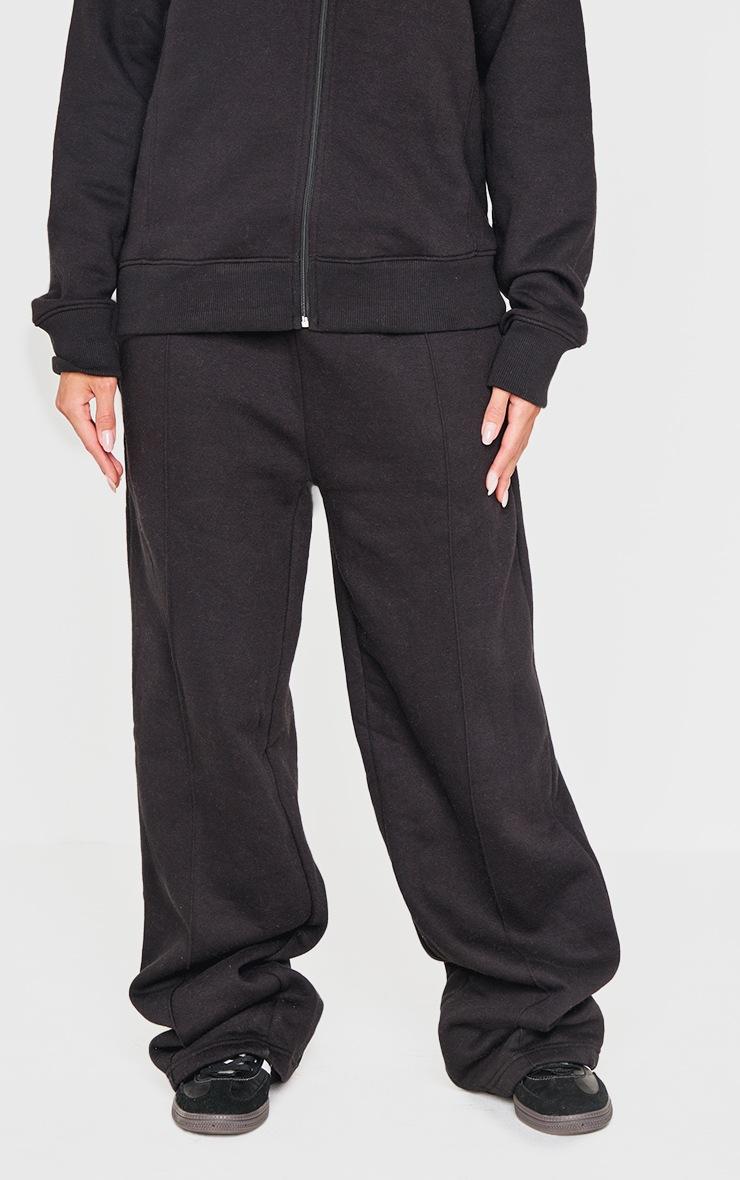 Pretty Little Thing Black Straight Leg Seam Detailed Sweatpants