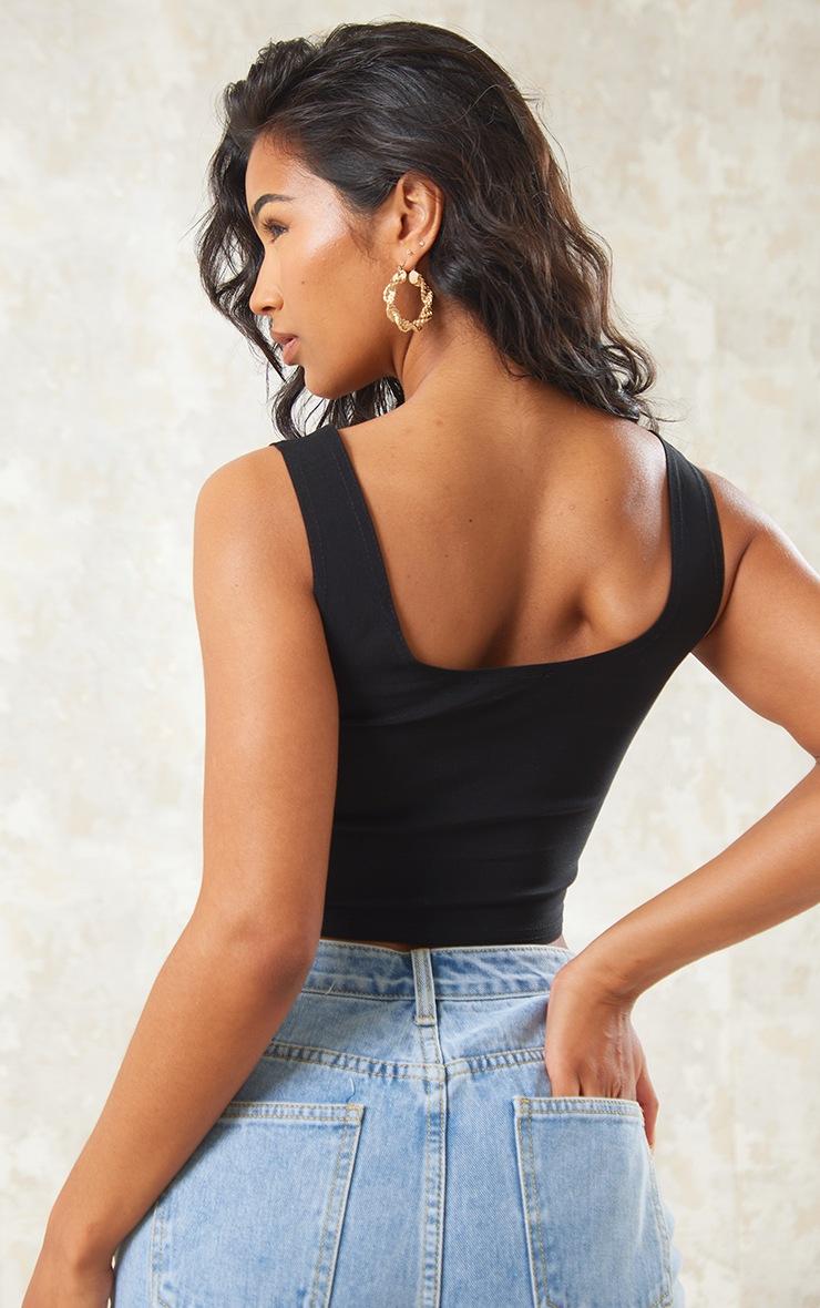 Pretty Little Thing Black Stretch Woven Square Neck Corset Top
