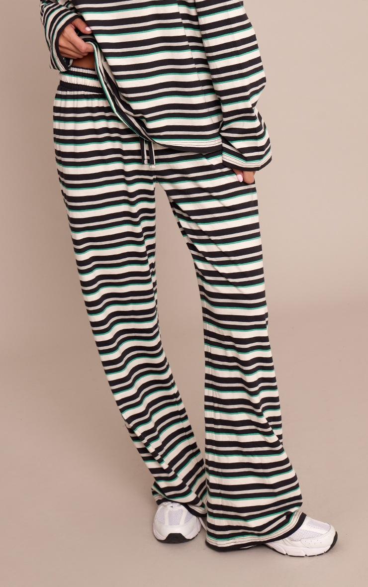 Pretty Little Thing Black Stripe Wide Leg Drawstring Pants