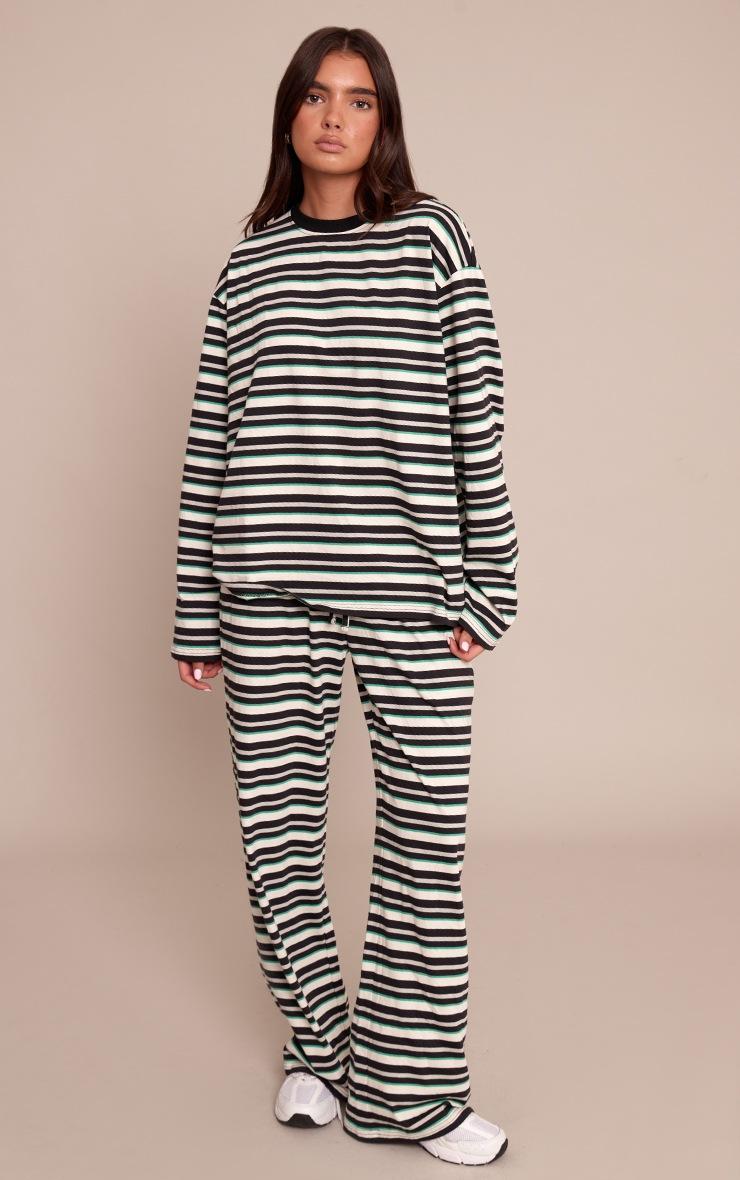 Pretty Little Thing Black Stripe Wide Leg Drawstring Pants