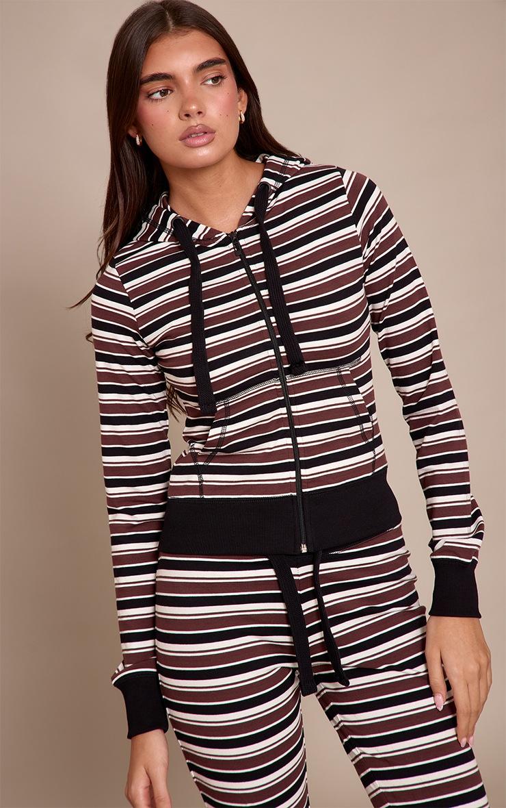 Pretty Little Thing Black Stripe Zip Up Fitted Track Top