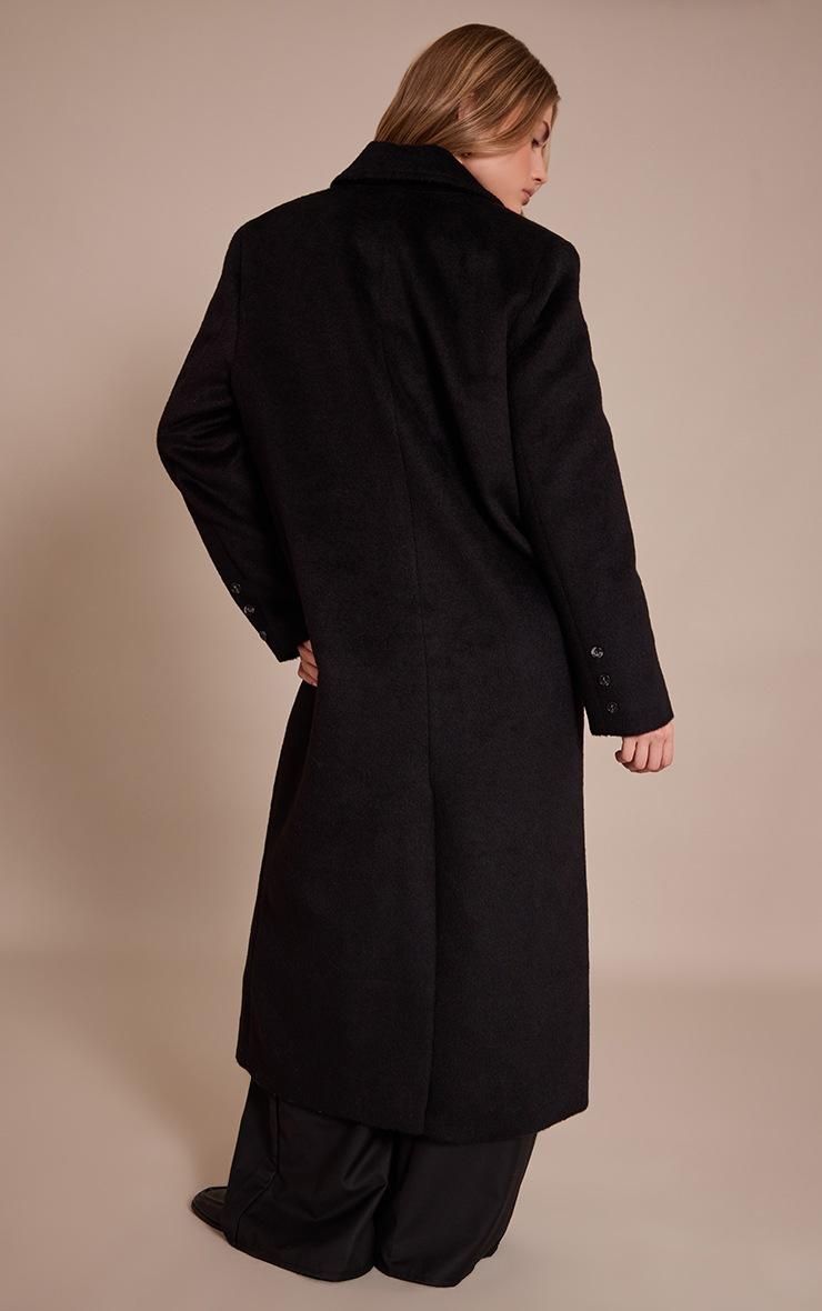 Pretty Little Thing Black Structured Double Breasted Wool Look Maxi Coat