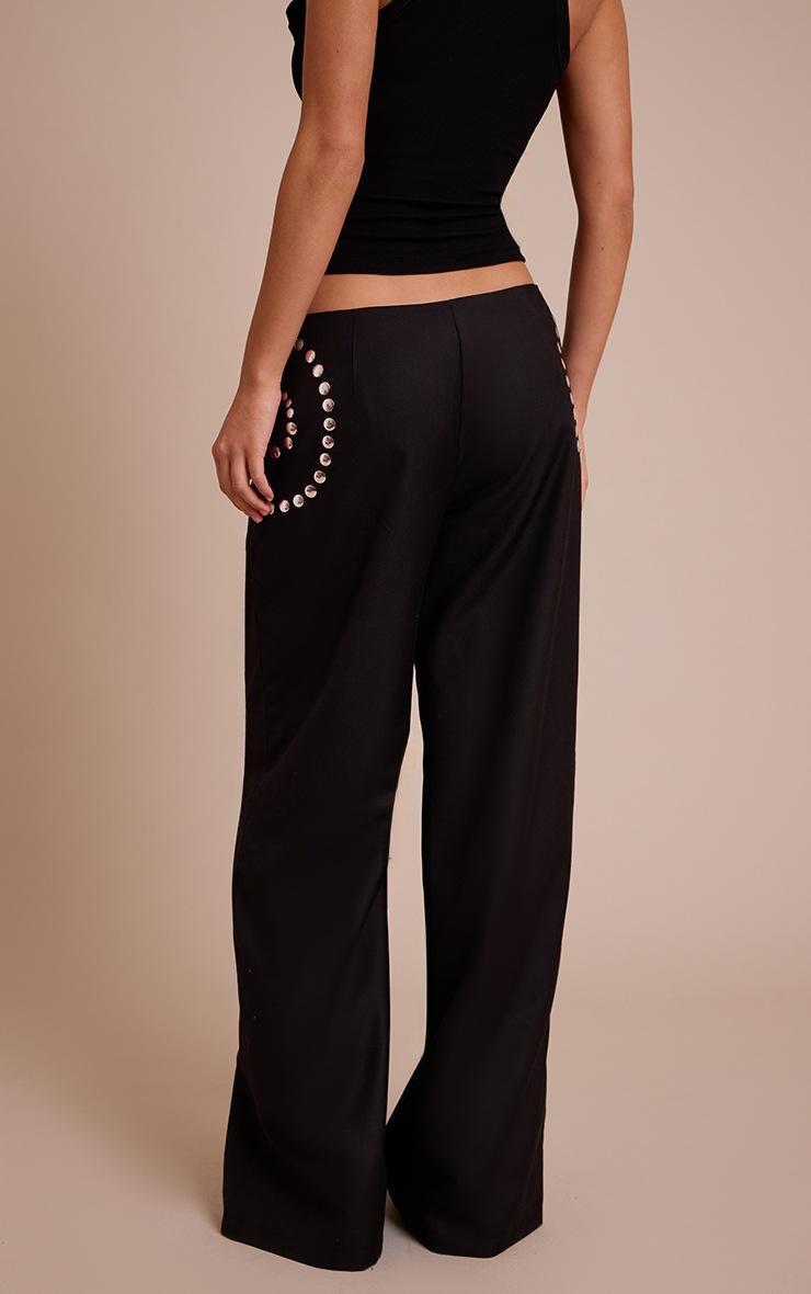 Pretty Little Thing Black Studded Swirl Low Rise Pants