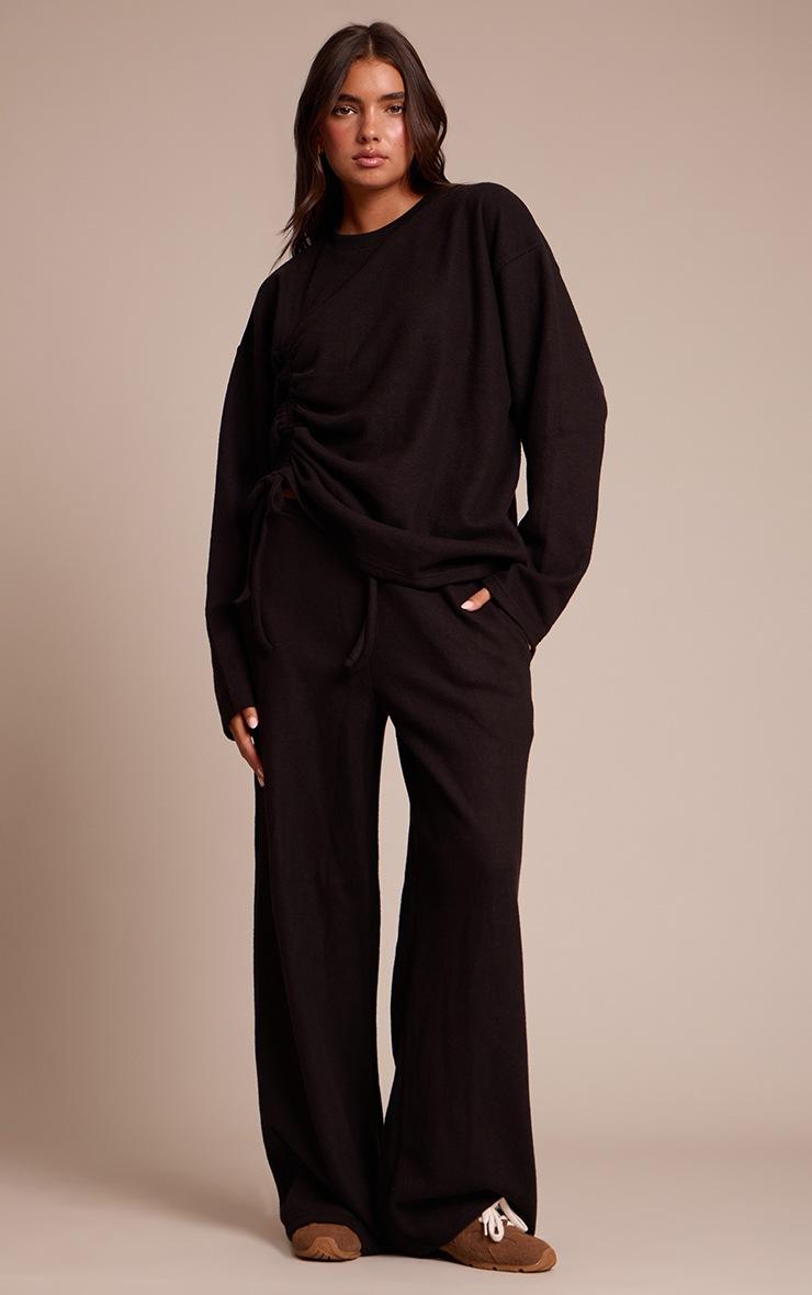 Pretty Little Thing Black Super Soft Ruched Side Top