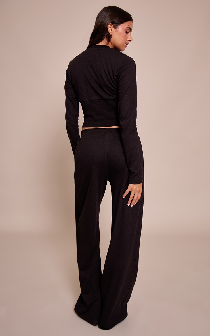 Pretty Little Thing Black Super Soft Wide Leg Pants