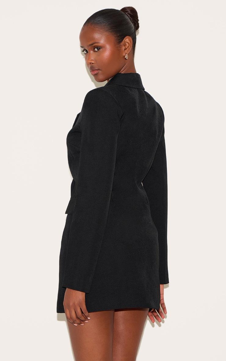 Pretty Little Thing Black Tailored Gold Button Blazer Dress