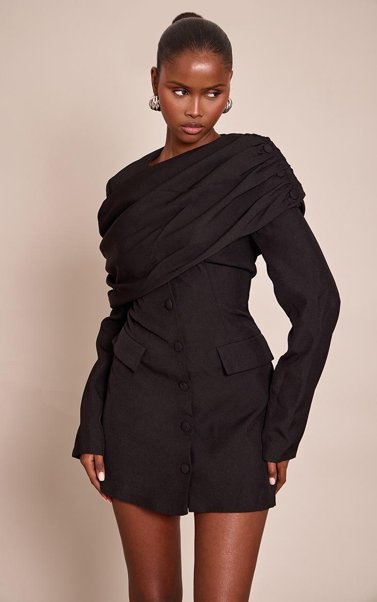 Pretty Little Thing Black Tailored Sash Detail Blazer Dress