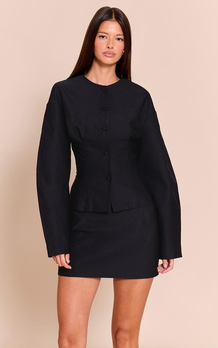 Pretty Little Thing Black Tailored Woven Micro Mini Skirt