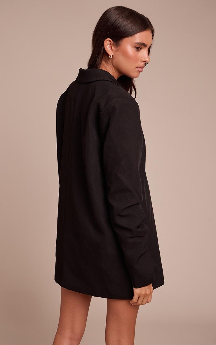 Pretty Little Thing Black Tailored Woven Ruched Sleeve Blazer Dress