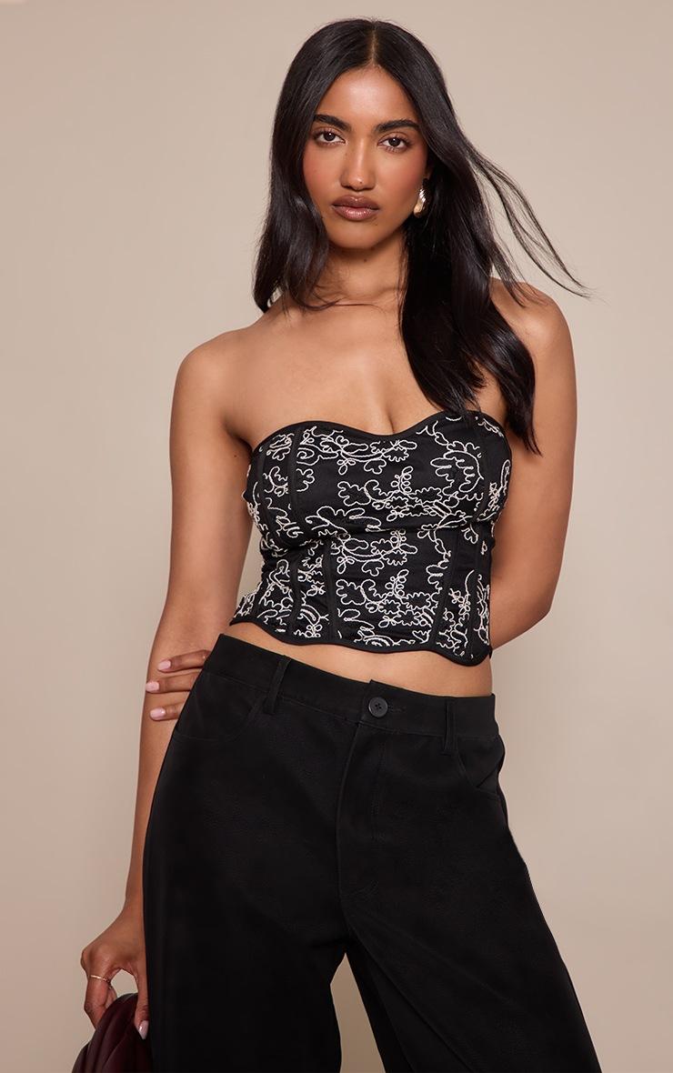 Pretty Little Thing Black Textured Lace Back Corset