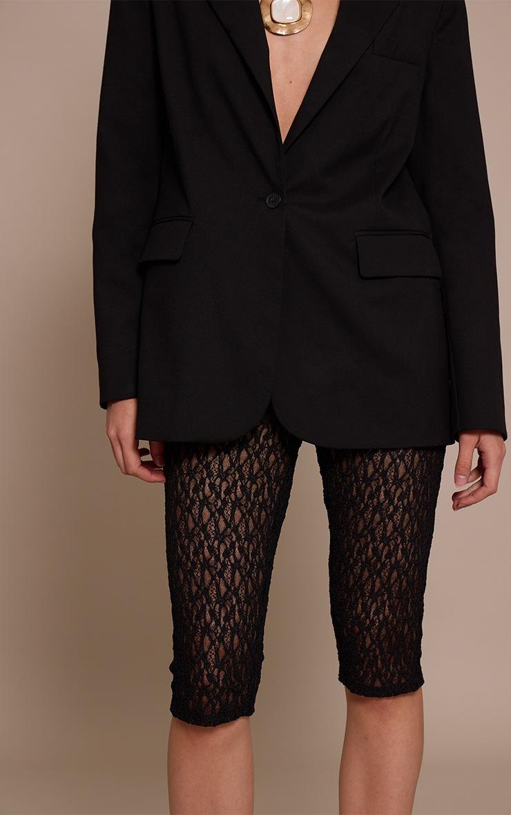 Pretty Little Thing Black Textured Sheer Lace Capris