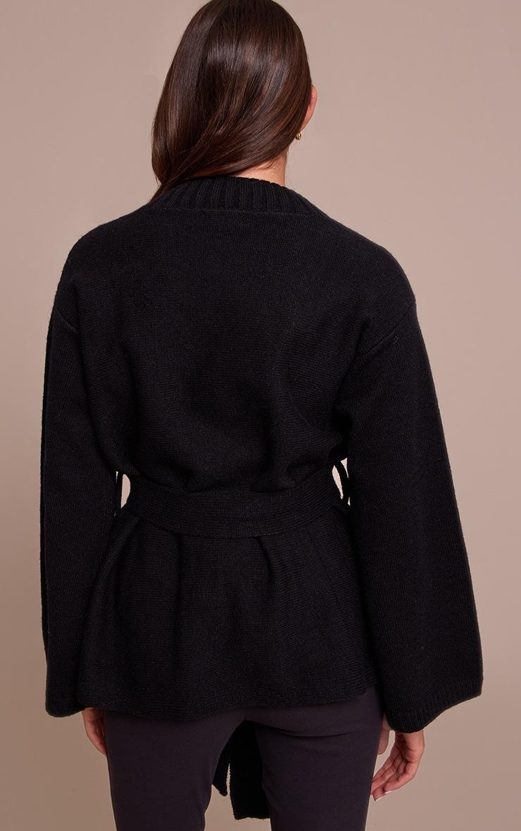 Pretty Little Thing Black Tie Waist Oversized Cardigan