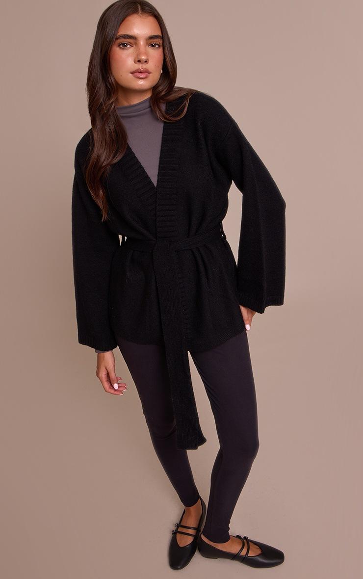 Pretty Little Thing Black Tie Waist Oversized Cardigan