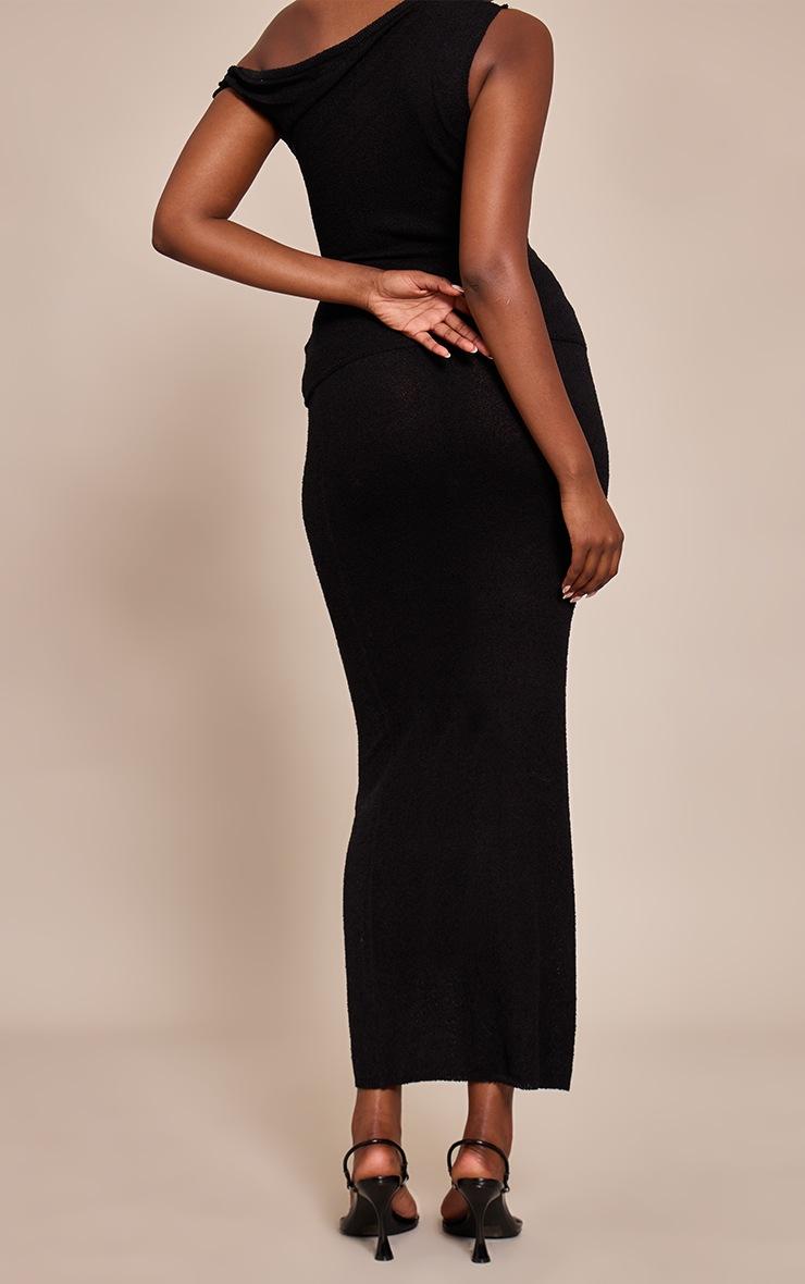 Pretty Little Thing Black Towelling Fine Knit Maxi Skirt