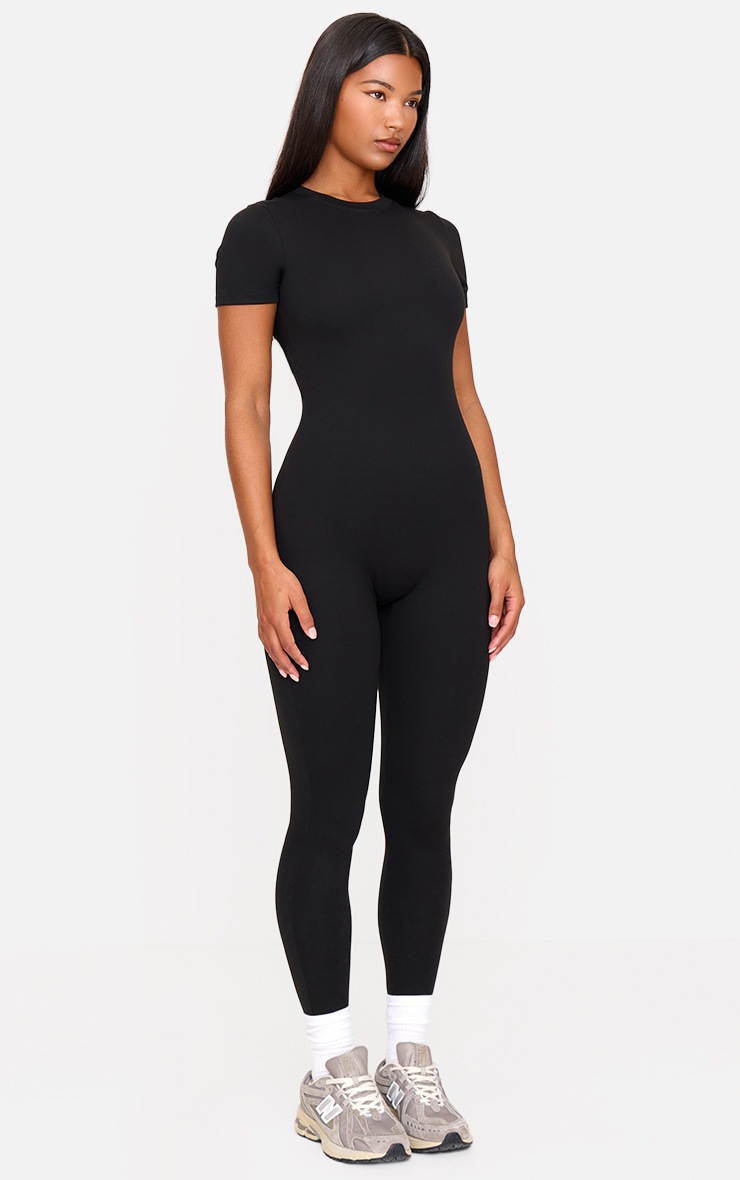 Pretty Little Thing Black Ultimate Sculpt Short Sleeved Unitard