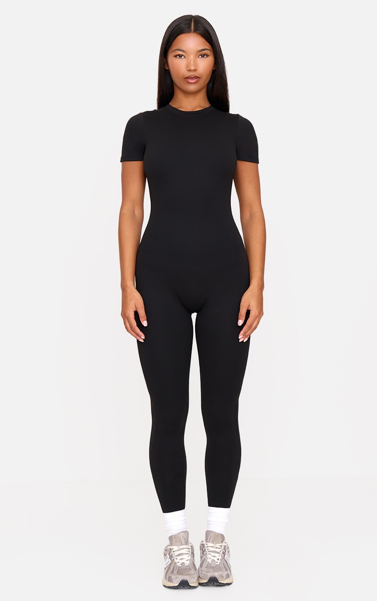 Pretty Little Thing Black Ultimate Sculpt Short Sleeved Unitard