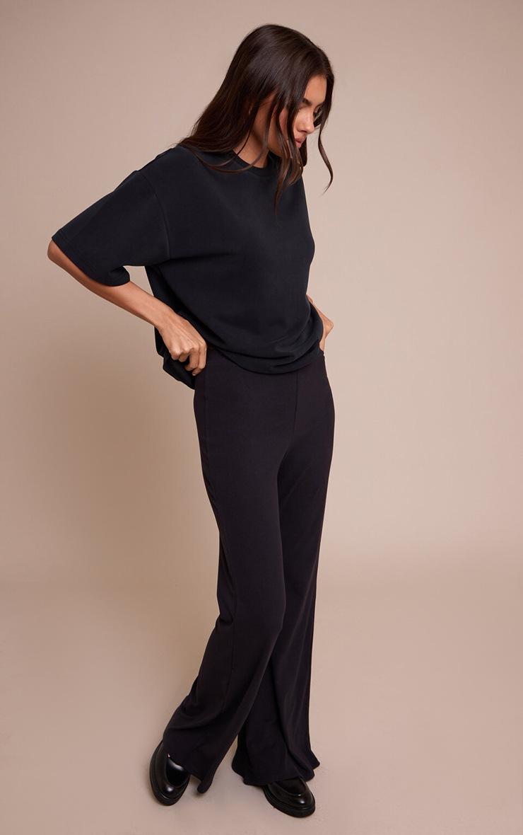Pretty Little Thing Black Ultra Soft Flared Leg Pant