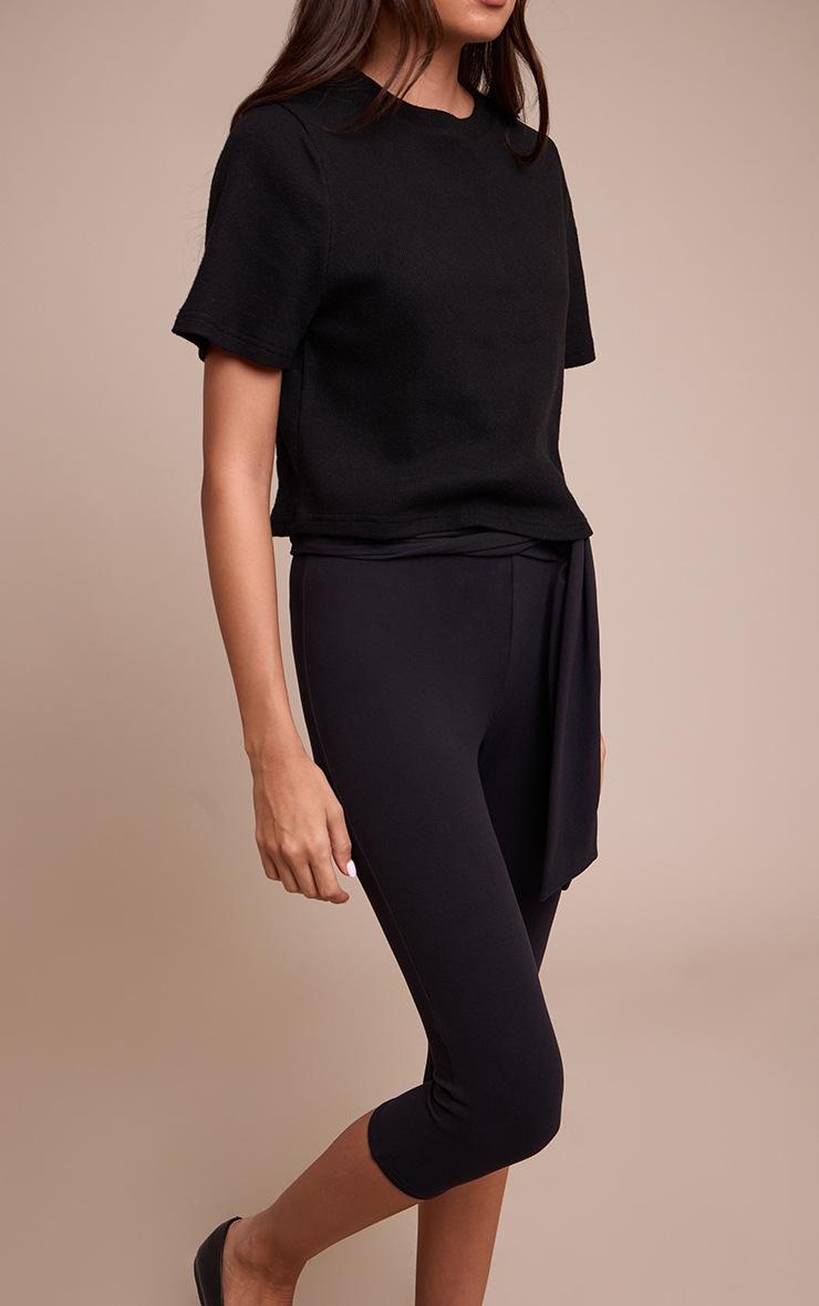 Pretty Little Thing Black Ultra Soft Wrap Waist Detail Capri