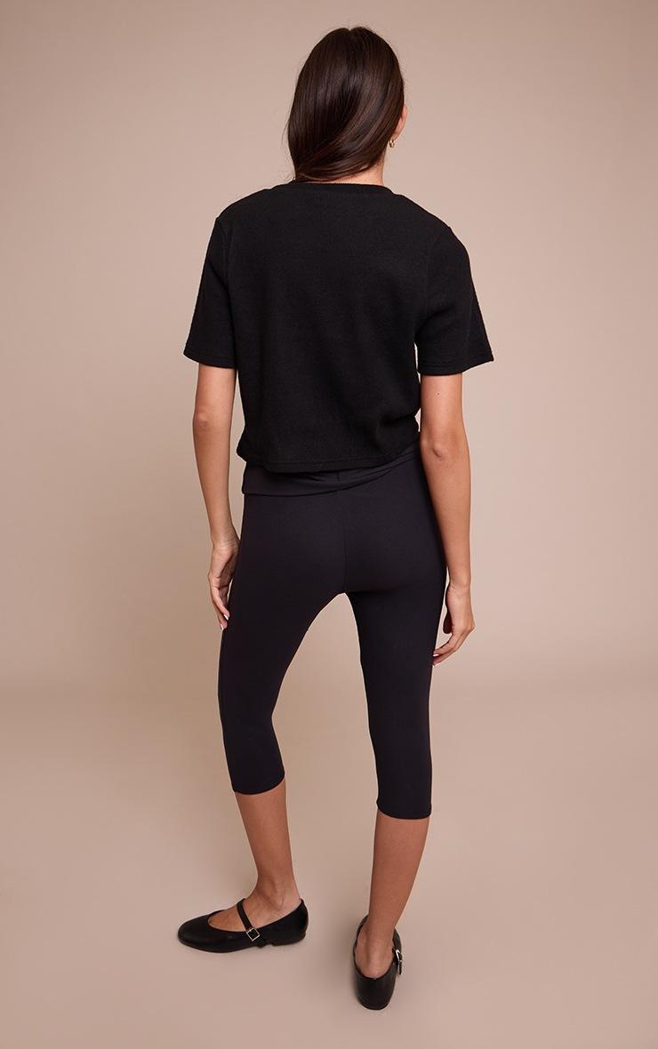 Pretty Little Thing Black Ultra Soft Wrap Waist Detail Capri