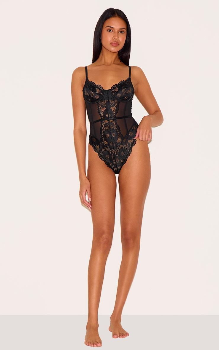 Pretty Little Thing Black Underwired Cage Lace Body