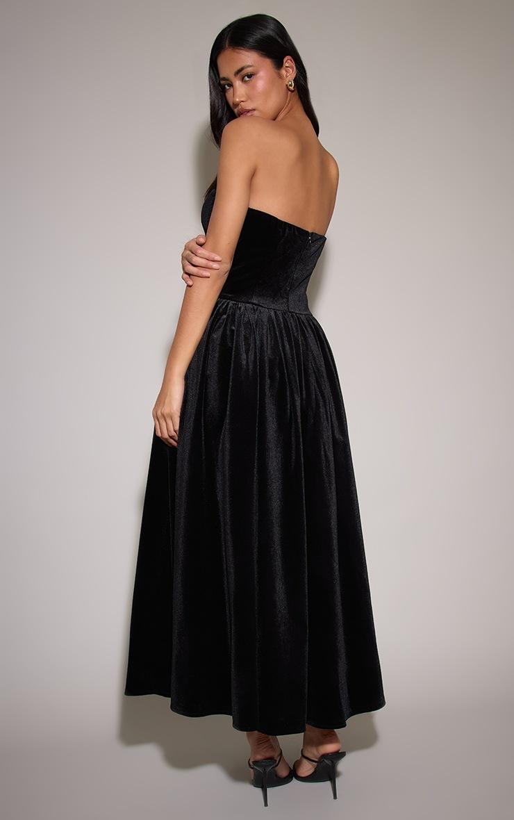 Pretty Little Thing Black Velvet Bandeau Maxi Dress