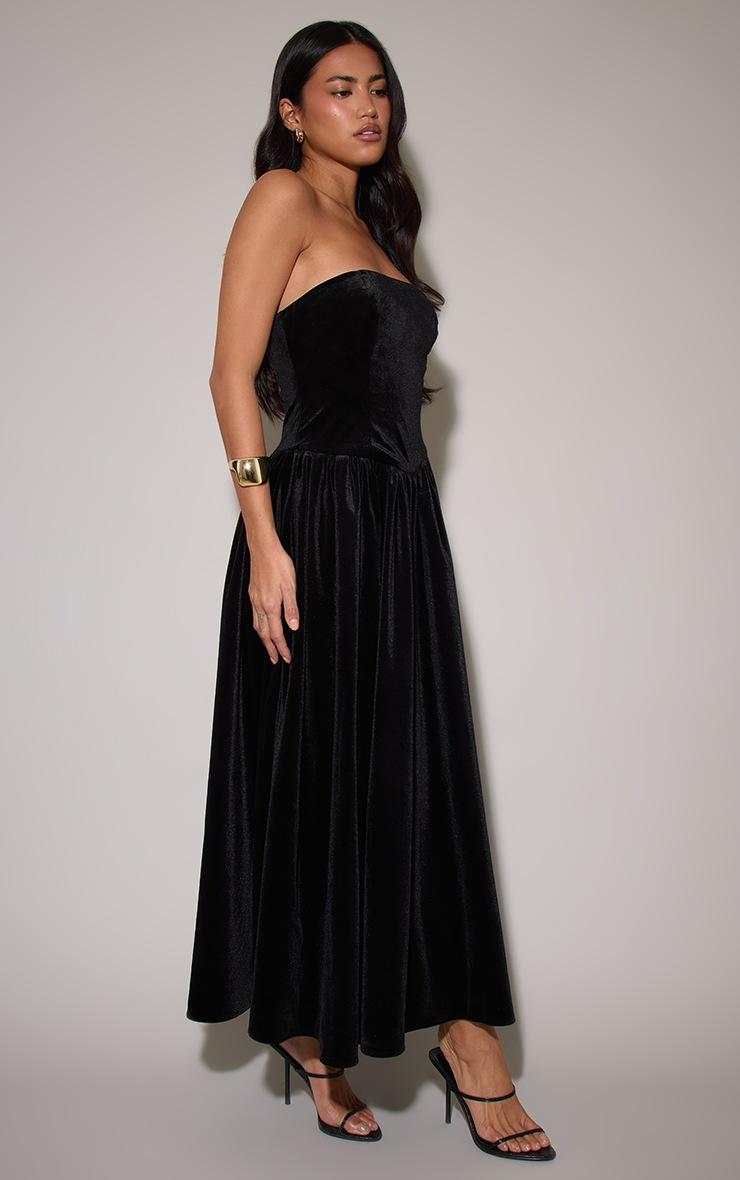 Pretty Little Thing Black Velvet Bandeau Maxi Dress