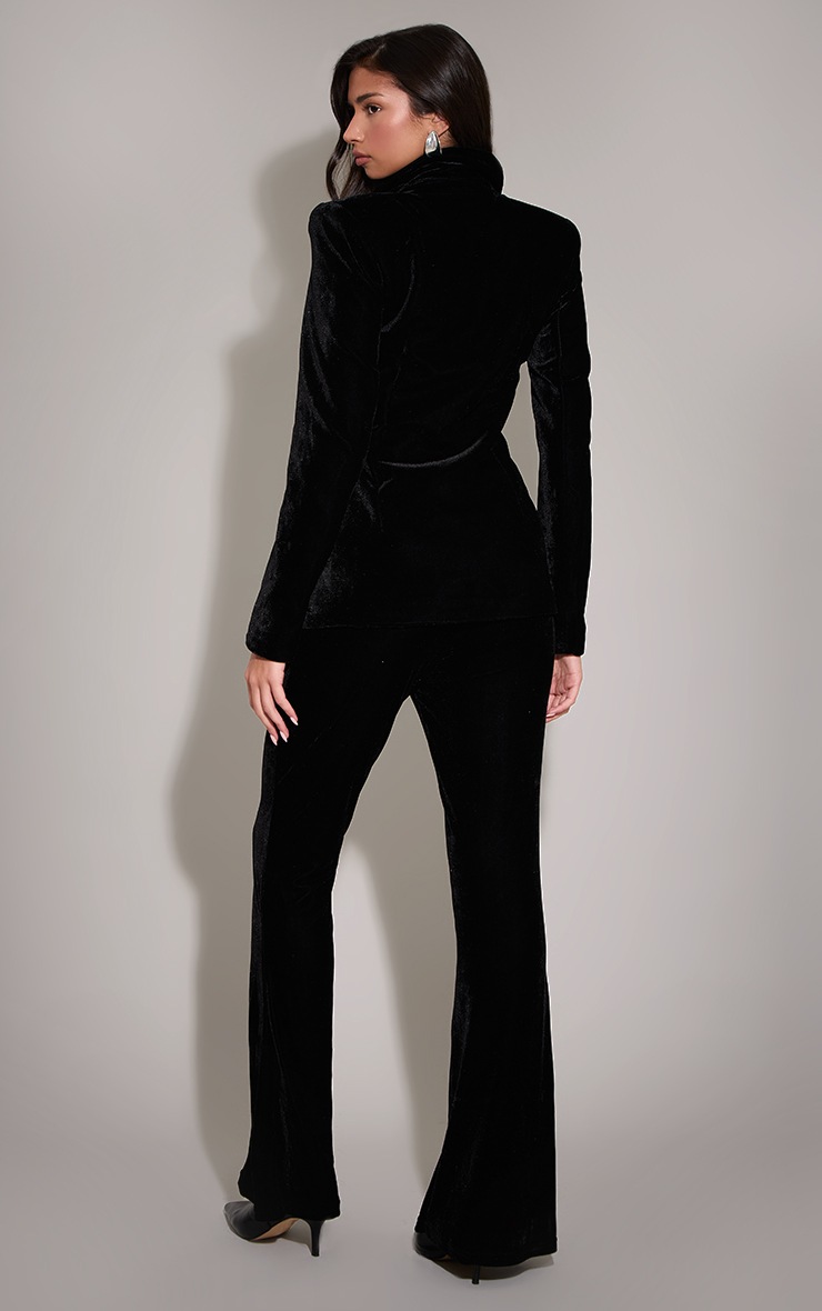 Pretty Little Thing Black Velvet Pintuck Detail Flared Pants
